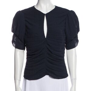 FRAME Navy Ruched Blouse
